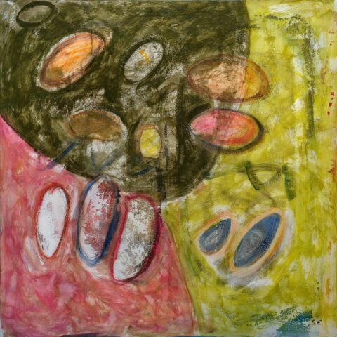 Opus 4, pintura acrílica de Susana Epstein de la serie Génesis, 1,20 x 1,20 m